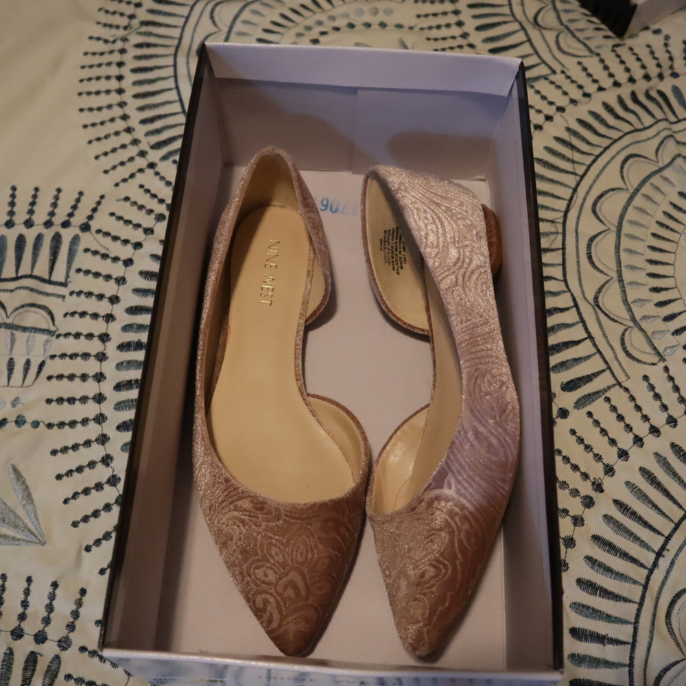 Ballerina Pink Velvet Nine West Flats